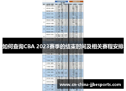 如何查询CBA 2023赛季的结束时间及相关赛程安排